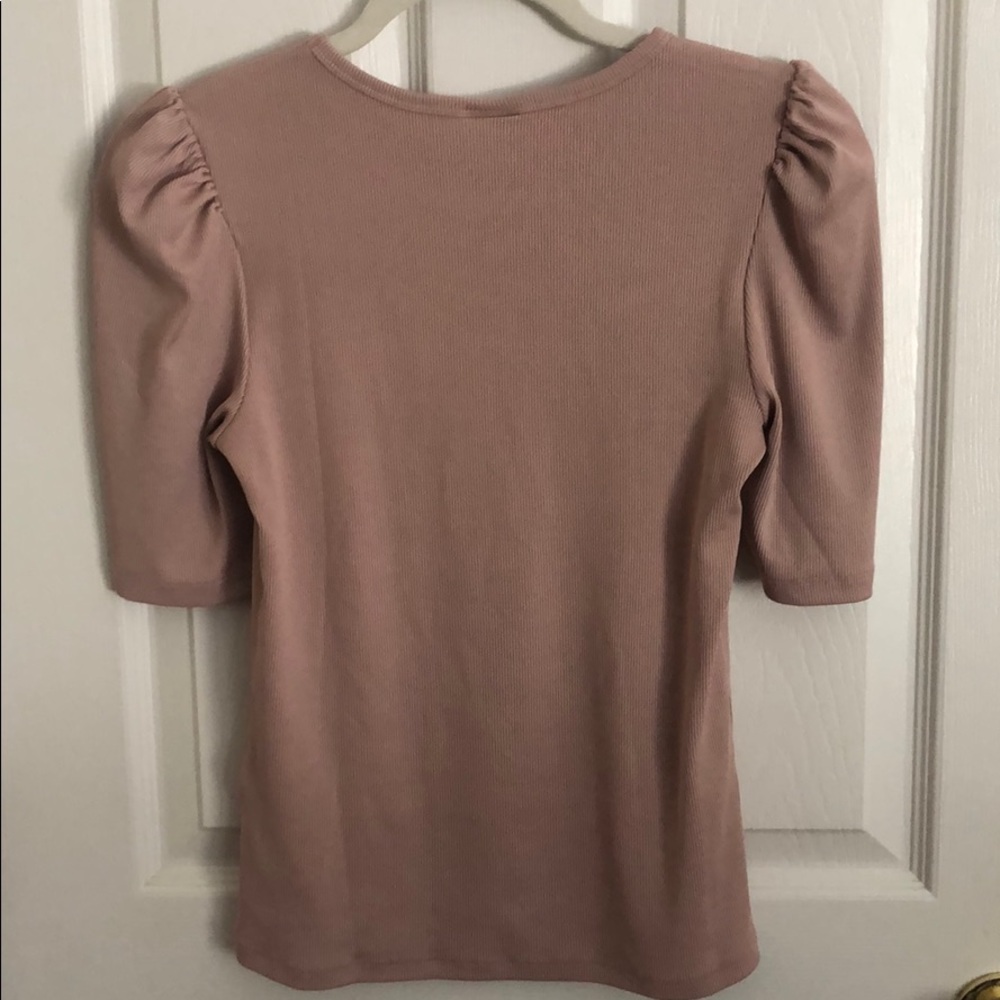 H&M Puffed-sleeve Ribbed Top - Picture 2 of 5